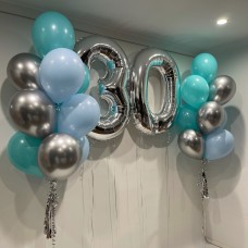Bouquets and Numbers (30, Chrome, Blue & Aquamarine)